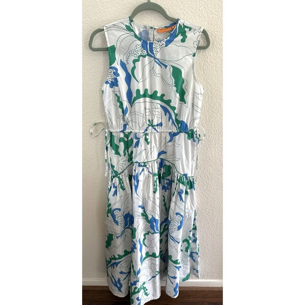 $348 OLIPHANT Sleeveless Piped Maxi Dress Orchid Green Tuckernuck CURRENT Sz S - Picture 3 of 10